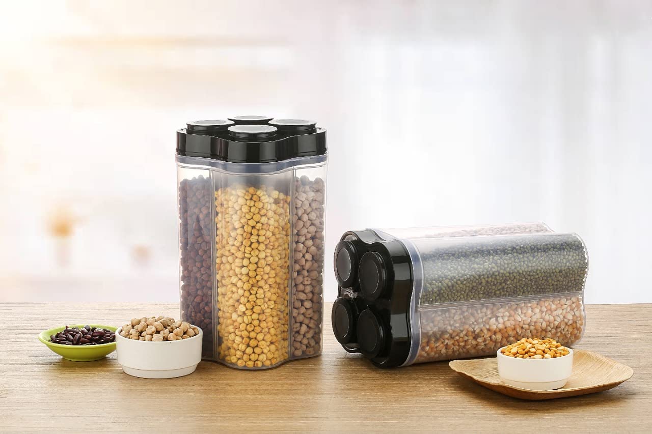 0764B Plastic Lock Food Storage 4 Section Container Jar for Grocery, Fridge Container. DeoDap 0764B Plastic Lock Food Storage 4 Section Container Jar for Grocery, Fridge Container. DeoDap
